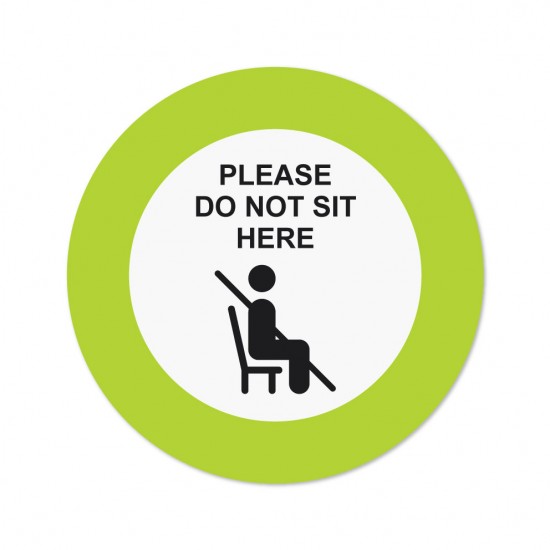 Covid-19 Chair Sticker Please do not sit here with Apple Green border 26cm 3pcs